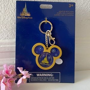 DISNEY Walt Disney World 50th Anniversary light up keychain bag charm BNIP NWT